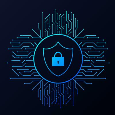 Abstract banner. Cyber security in 3d style. Communication technology. Database system