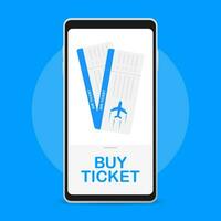 Online tickets ordering flat vector concept. Gets tickets.