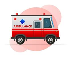 Ambulance emergency car or automobile moving fast vector illustration. Mockup template vector illustration