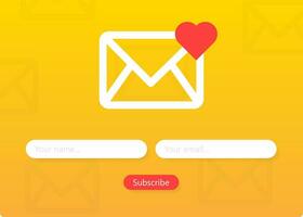 Subscribe to our newsletter form. Sign up form with envelope, email sign. Vector illustration.