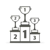 Podiums for winners with 1st, 2nd and 3rd places on white background. Gray icon. Vector illustration.