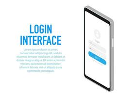 Trendy log in interface Application with log in window. Vector illustration.