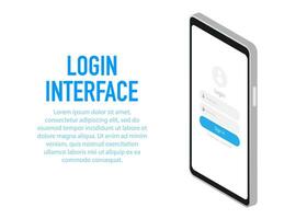 de moda Iniciar sesión en interfaz solicitud con Iniciar sesión en ventana. vector ilustración.