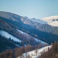 Winter mountains landscape frozen peak glacier photo