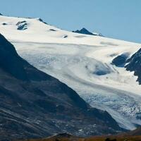 Winter mountains landscape frozen peak glacier photo