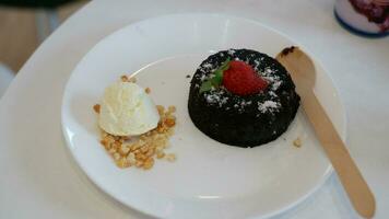 Blueberry Drink and Cinamon Roll Chocolate cake, Cake or Dessert on the table sweet food photo