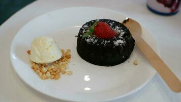 Blueberry Drink and Cinamon Roll Chocolate cake, Cake or Dessert on the table sweet food photo