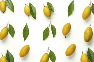 AI generated Flying ripe mango on white background. Food levitation photo