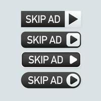 Skip ad flat button on white background. Hand mouse. Flat button. Vector illustration