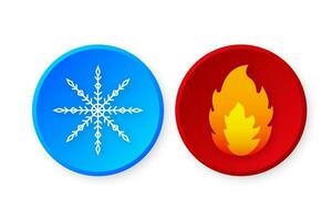 Hot and cold temperature icon. Sun and snowflake. vector