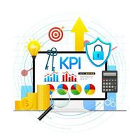 Flat icon with kpi for marketing design. Financial investment. Business data analysis vector