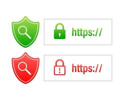 Secure of link green and red search system on white background. Vector illustration.