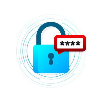 Cyber security concept. Padlock, lock. Privacy concept. Flat button. Digital background vector