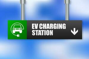 eléctrico coche y eléctrico cargando estación símbolo en un blanco antecedentes. vector ilustración.