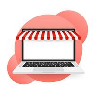 Laptop with and screen buy. Concept online shopping. vector