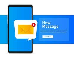 Send new message. Smartphone, mobile. New nessage in flat style. vector