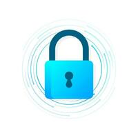 Cyber security concept. Padlock, lock. Privacy concept. Flat button. Digital background vector