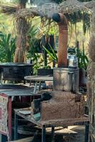 stove for boiling water in a roadside diner in rural Turkey photo