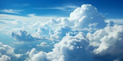 AI generated cloudscape, beautiful aerial view above clouds on sunny day photo