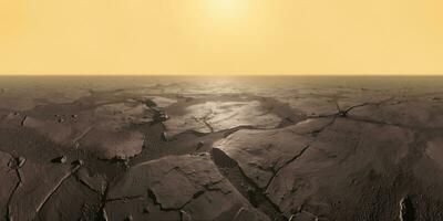 AI generated realistic depiction of the landscape of the planet Venus as viewed from the surface photo