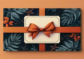 AI generated packed box with a gift tied with ribbon photo