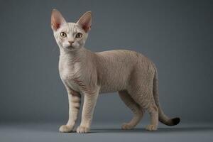 AI generated Devon rex cat isolated on grey background photo