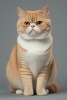 AI generated exotic shorthair cat isolated on grey background photo