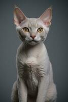 AI generated Devon rex cat isolated on grey background photo