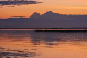 natural landscape, white night over the wide northern lake photo