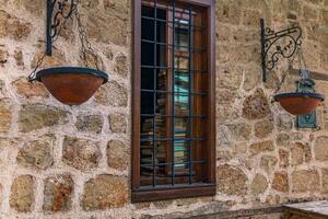 Library window in an old building photo