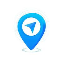 Flat pin messenger. 3d gps pin vector render illustration. Global social network. World map