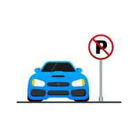 Template with blue no parking. Logo, icon, label. Vector icon