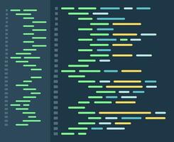 Programming and coding concept. Code on the screen laptop. Vector illustration in a flat style.