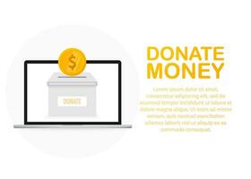 Donation box icon in flat style isolated on background. Vector illustration.