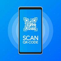 Scan code smartphone on white background. Isolated white background. Bar code icon. Flat vector illustration. Infographic vector illustration.