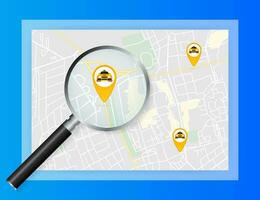 World map - Worldmap with yellow taxi pointers. Flat vector illustration. World map icon. Location icon. World map icon. Location icon.