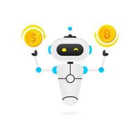 Flat bot banner. Financial investment trade. Artificial intelligence. Mobile stock trading concept vector