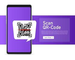 Scan code smartphone on white background. Isolated white background. Bar code icon. Flat vector illustration. Infographic vector illustration.