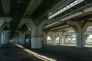 road junction on overpasses above the groung photo