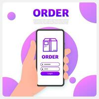 Order screen on smartphone. Business vector icon. Business concept vector background