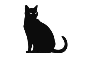 An European Burmese Cat black Silhouette Vector art isolated on a white background