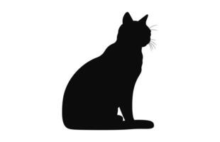 An European Burmese Cat black Silhouette Vector art isolated on a white background