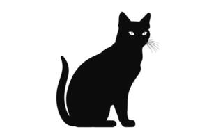 An European Burmese Cat black Silhouette Vector art isolated on a white background