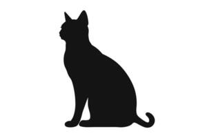 Burmese Cat black Silhouette Vector isolated on a white background