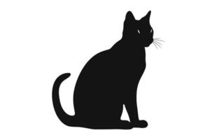 Burmese Cat black Silhouette Vector isolated on a white background