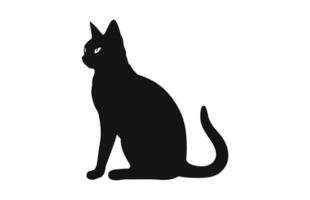 Burmese Cat black Silhouette Vector isolated on a white background