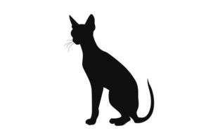 Peterbald Cat Silhouette black vector isolated on a white background