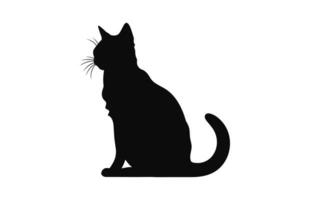 Cat Silhouette black Vector isolated on a white background