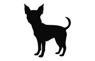 A Chihuahua Dog black Silhouette vector isolated on a white background