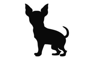 A Chihuahua Dog black Silhouette vector isolated on a white background